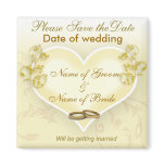 Save the Date Magnet - Heart & Wedding RIngs.