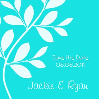 Save the Date Magnet Leaf Branch Tiffany Blue magnet