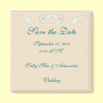 Save the Date Magnet - Peach and Teal magnets