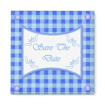 Save The Date Magnet - Powder Blue Plaid magnets