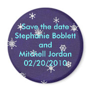 Save the date magnet, snowflakes on blue magnet