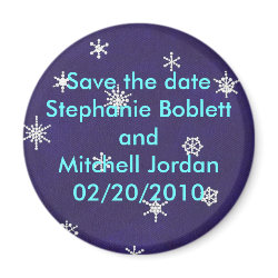 Save the date magnet, snowflakes on blue magnet