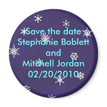 Save the date magnet, snowflakes on blue by Cherylsart Save the date magnet, snowflakes on blue