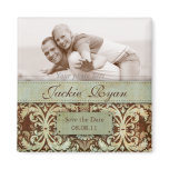 Save the Date Magnet Template Green Vintage