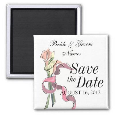 Save the Date Magnet Wedding Flower Ribbon Clipart by WeddingCentre