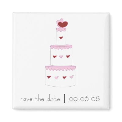 Save the Date Magnet with Wedding Cake Design
