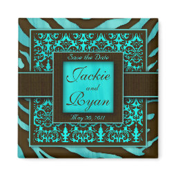 Save the Date Magnet Zebra Damask BB magnet