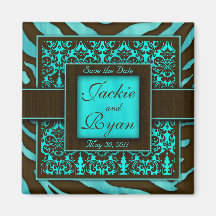 Save the Date Magnet Zebra Damask BB