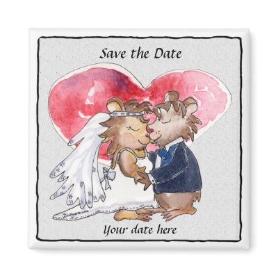 Save the Date Magnets Cute Wedding Cartoon by zooogle