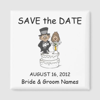 Save the Date Magnets Wedding Cake Couple Clipart by WeddingCentre