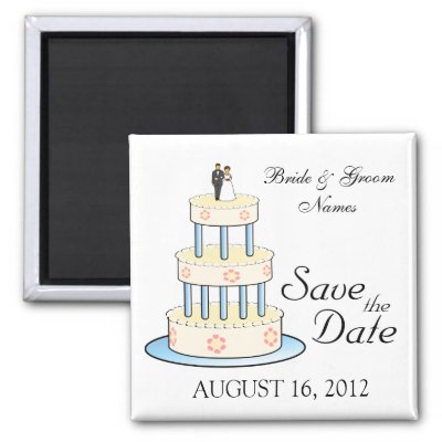 Save the Date Magnets Wedding Cake Couple Clipart by WeddingCentre