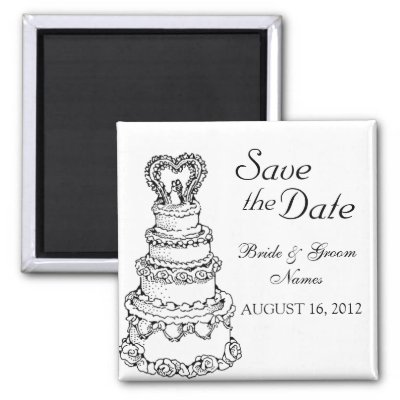 Save the Date Magnets Wedding Cake Couple Clipart by WeddingCentre
