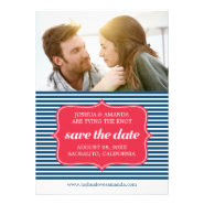 Save the Date Marine Blue Nautical Stripes Personalized Invitation
