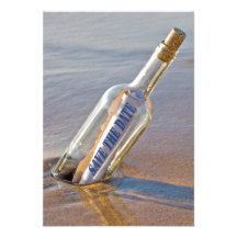"Save The Date" message in a bottle Personalized Invitation