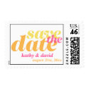 SAVE THE DATE modern custom wedding orange pink stamp