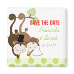 Save the Date Monkey Wedding Couple Magnet Favor