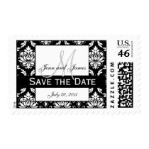Save the Date Monogram Damask Wedding Stamp