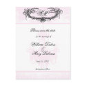 Save the Date Monogram Pink Chandelier and Damask postcards by pauletteparis Save the Date Monogram Pink Chandelier and Damask postcards