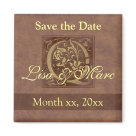 square_magnet - Vintage Monogram. Warm background is an image of handmade paper. Replace placeholder text to personalize.