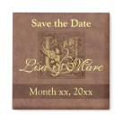 square_magnet - Vintage Monogram. Warm background is an image of handmade paper. Replace placeholder text to personalize.