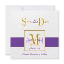 Save the Date Monograms for Weddings Purple Gold Custom Invite
