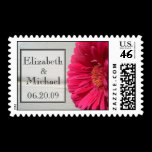 Save the Date Names Pink Daisy Postage