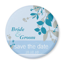 SAVE THE DATE :: nature - pale blue silver teal magnets