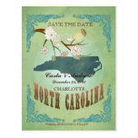 Save The Date- North Carolina Map With Lovely Bird Post Card