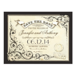 save the date old vintage tickets cards postcard
