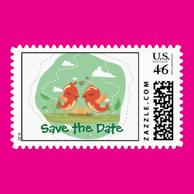 Save the Date Orange Birds Stamps Zazzle_stamp