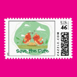 Save the Date Orange Birds Stamps