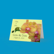 Save the Date - Orchid Card Yellow