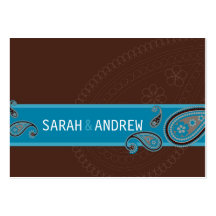 SAVE THE DATE :: Paisley - choc & teal Business Card Templates
