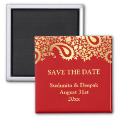   Save the Date Paisleys Elegant Indian Magnet