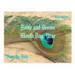 Save the Date Peacock Theme Postcard postcards