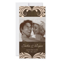 Save the Date Photo Card Antique Rose Brown Cream