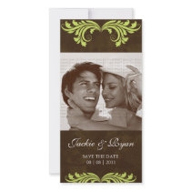Save the Date Photo Card Antique Rose Brown Lime