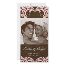 Save the Date Photo Card Antique Rose Brown Pink