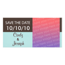 SAVE THE DATE Photo Card - Brown and Light Blue photo cards