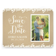 Save the Date Photo Card | Lace and Kraft