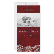 Save the Date Photo Card Template Red Rose Garden