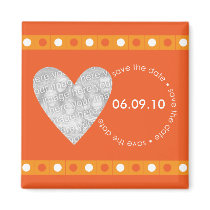 Save the Date Photo Heart Magnet - Orange