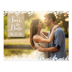 Save the Date Photo Postcard | Lace and Kraft