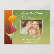 Save the Date photo postcards colorful calla lily