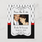 Save the Date photo postcards black red