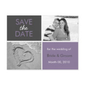 Save the Date photo postcards brown and lime green
