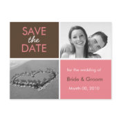 Save the Date photo postcards pink and brown