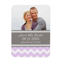 Save the Date Photo Wedding Magnet Lilac Chevron
