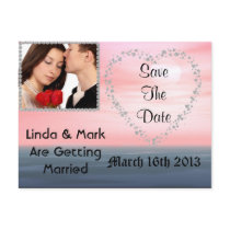 Save The Date Picture Postcard Beach Theme BLING