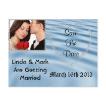 Save The Date Picture Postcard WAVES Theme BLING